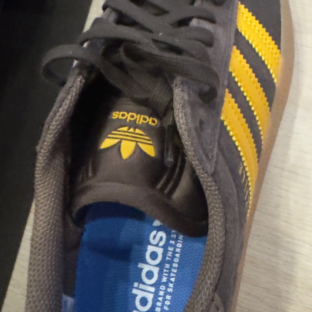 Adidas Men's Chocolate Brown and Mustard Yellow Sneakers - Picture 4 of 6
